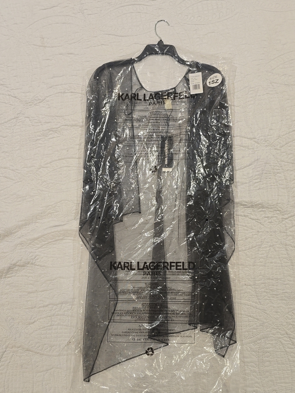 Karl Lagerfeld Paris Pearl Mesh Kimono Duster OS NWT In Original Packaging